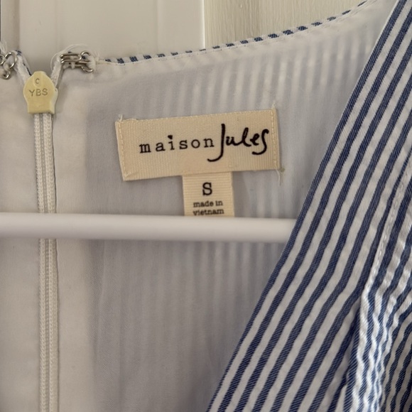 Maison Jules Blue and White Striped Wrap Dress - Picture 2 of 2